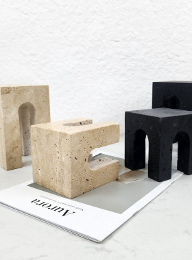 简约现代大理石凳摆件样板间客厅茶几电视柜书桌卧室家居工艺饰品