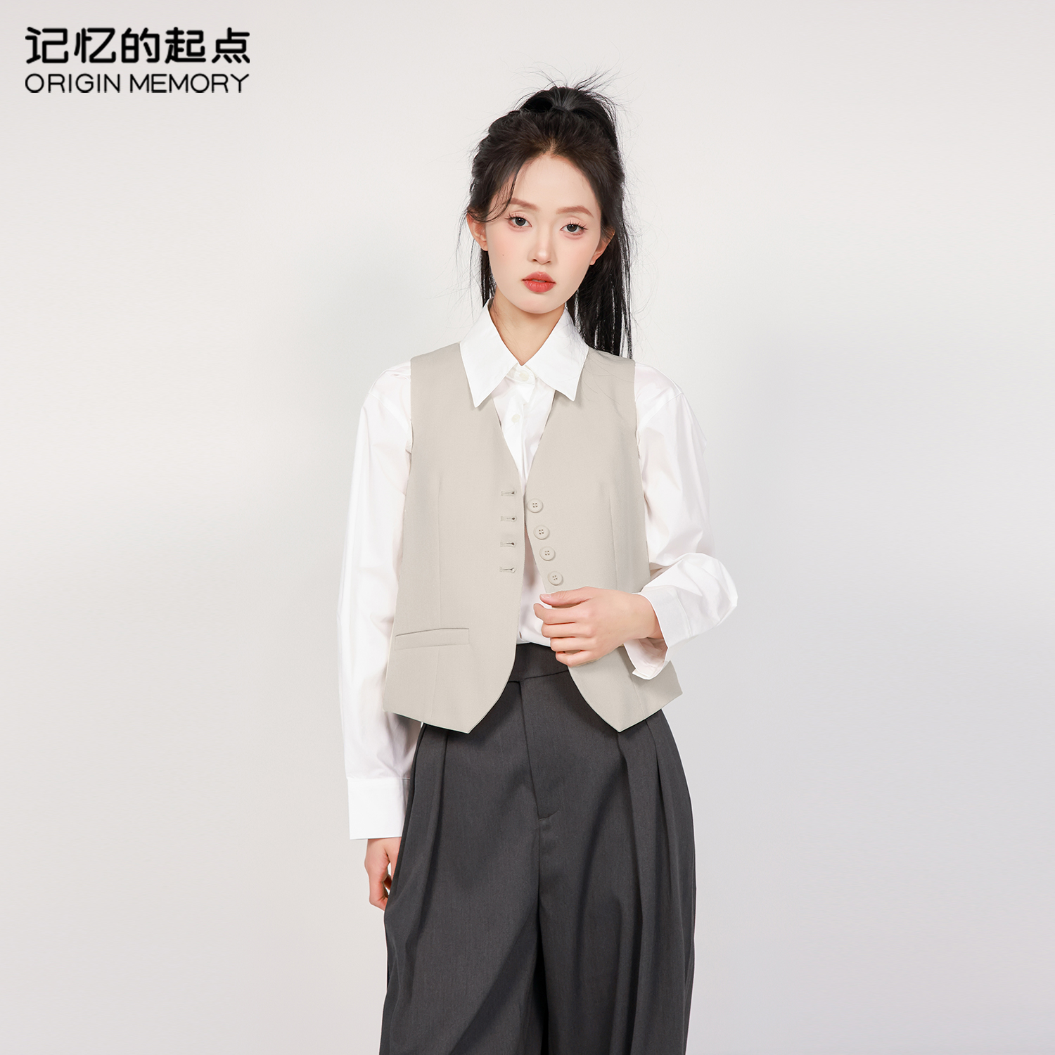 记忆的起点马甲女装2025春季新款百搭气质简约外穿马夹68TC4