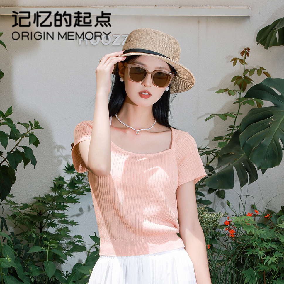 记忆的起点简约短袖针织上衣