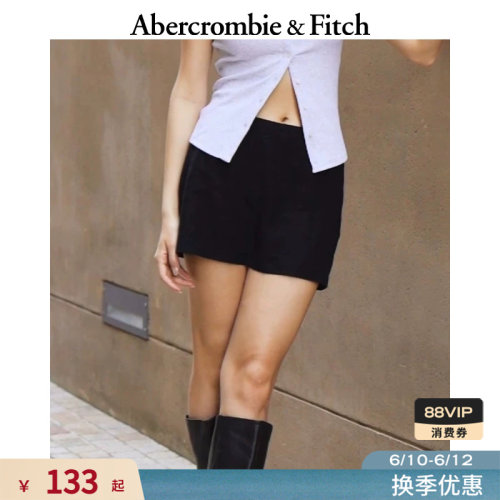 AF美式性感气质亚麻混纺修身迷你半身裙短裙25夏季女装143-5067