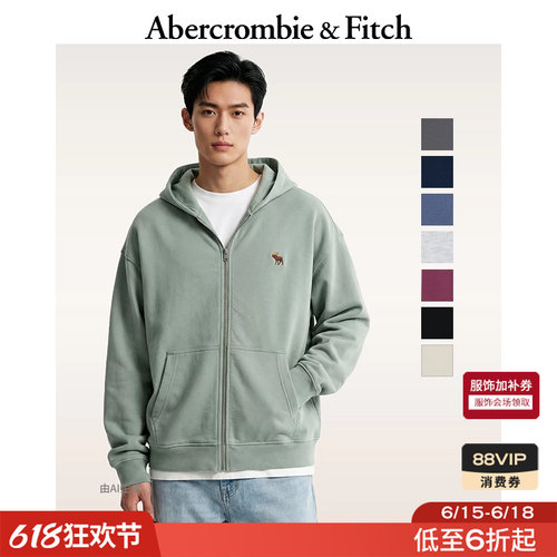 AF美式小麋鹿图案连帽卫衣男装