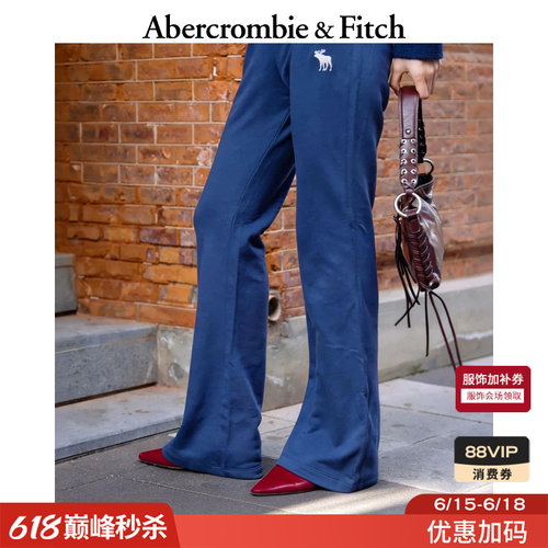AF经典小麋鹿图案毛圈布高腰喇叭运动卫裤长裤26春女装147-6046