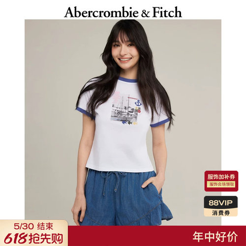 AF美式白色棉质短袖T恤