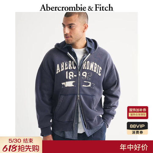 【经典复刻】AF美式重磅抓绒LOGO卫衣外套26春男装女装122-6143