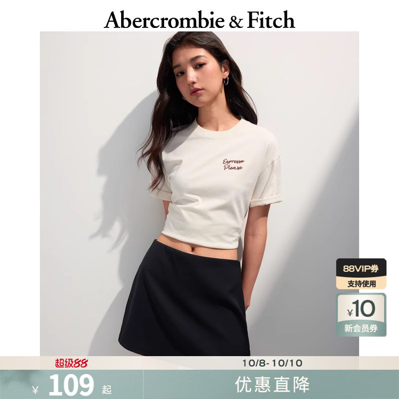 AF女装25夏季美式复古百搭印花图案圆领短袖T恤上衣157-5068