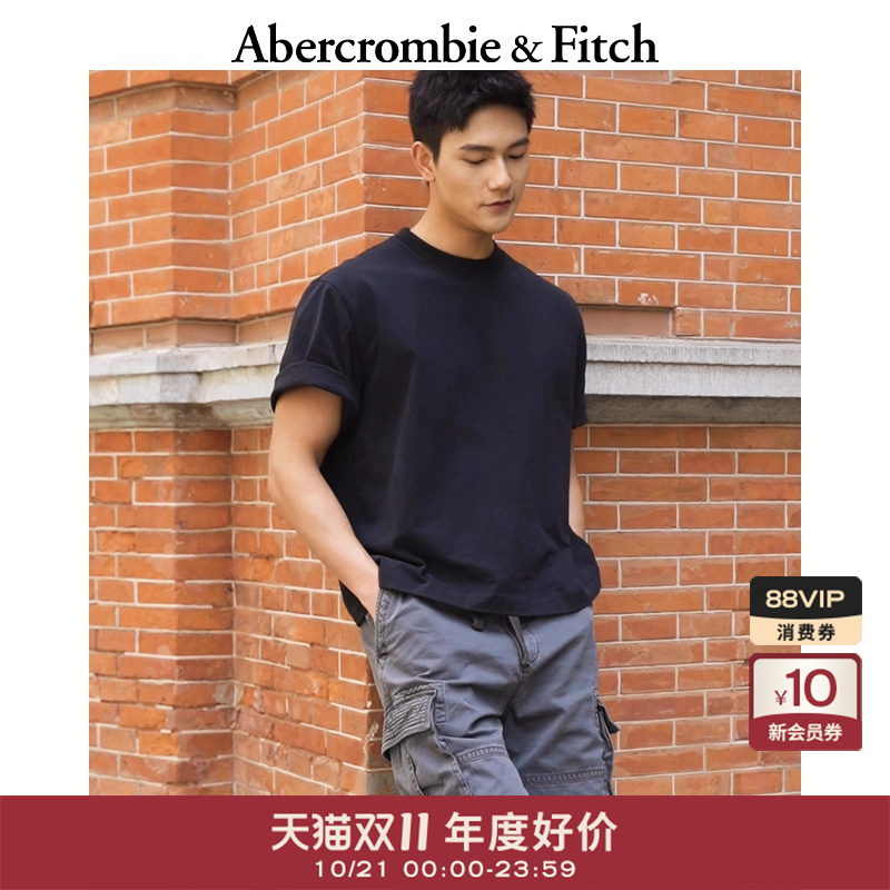 【重磅圆领】AF男装25夏季美式复古棉质宽松短袖T恤124-5573