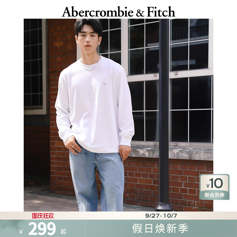 AF经典小麋鹿图案男装25秋冬新款棉质宽松圆领长袖T恤124-5565