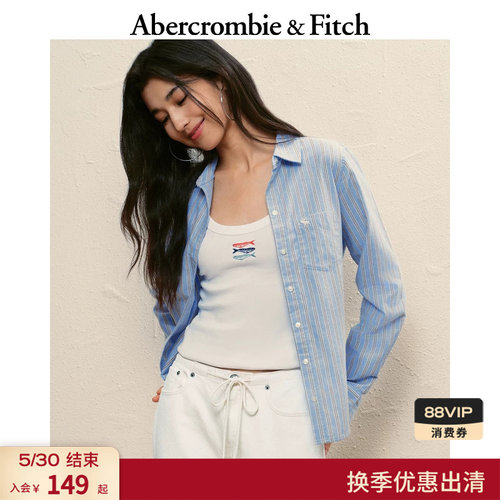 【美式经典】AF小麋鹿图案百搭牛津长袖衬衫25秋季女装140-5247