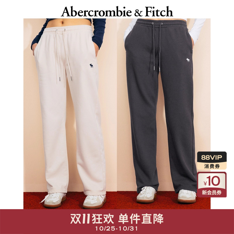 抓绒宽松直筒运动卫裤长裤