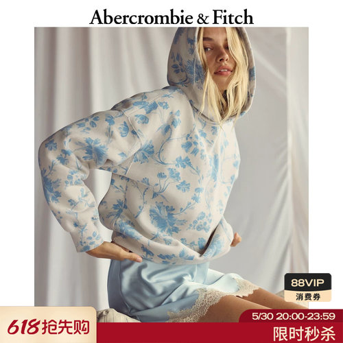 AF美式百搭潮流百搭抓绒落肩袖连帽卫衣上衣25秋冬女装152-5471