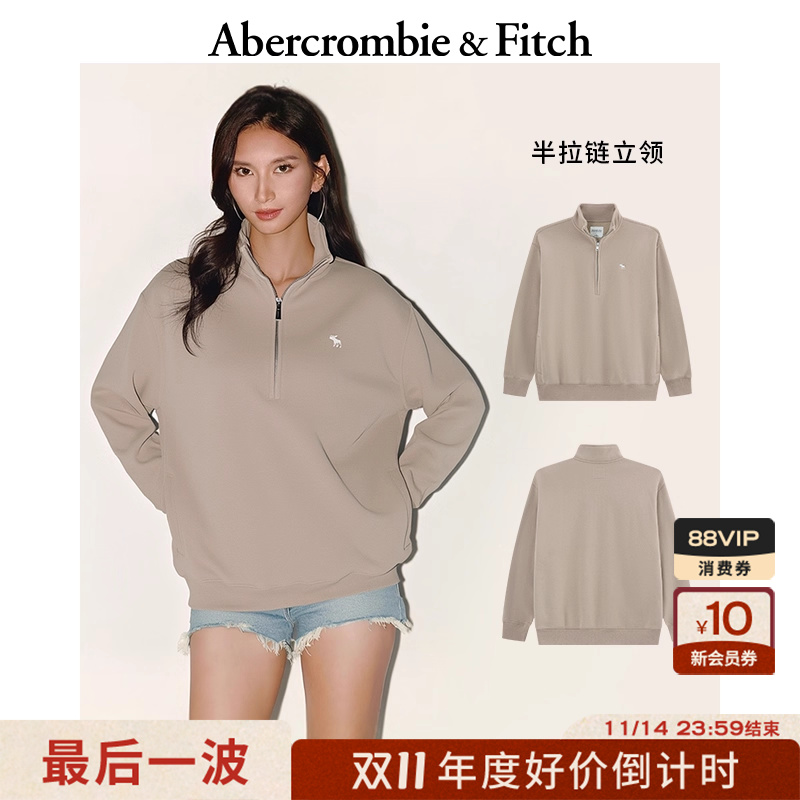 【半拉链立领】AF小麋鹿图案女装25秋冬新款美式宽松卫衣152-5418