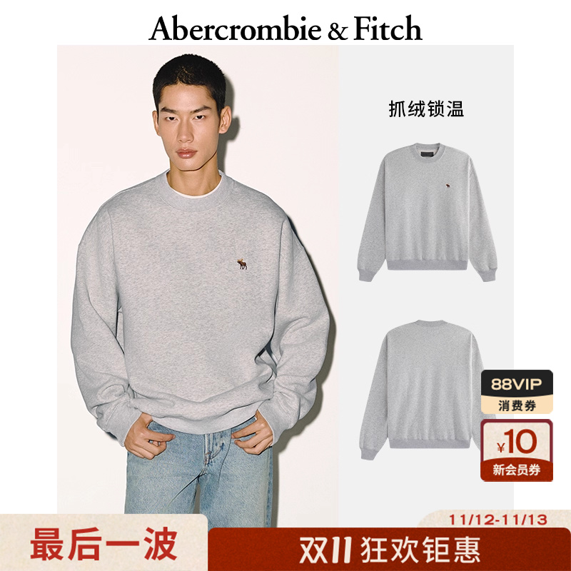 【抓绒圆领】AF经典小麋鹿图案男装25秋冬新款卫衣外套122-5535