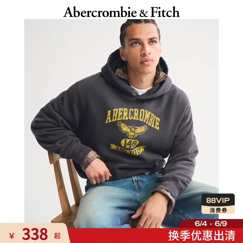 【经典复刻】AF美式复古时尚抓绒LOGO连帽卫衣25冬男装122-5818