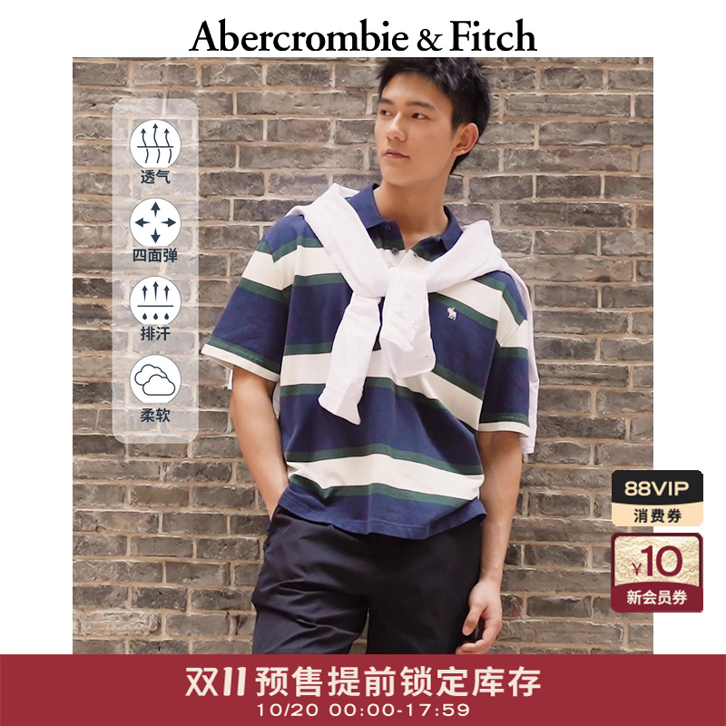 【双11预售】AF小麋鹿图案男装25夏条纹POLO短袖T恤124-5299