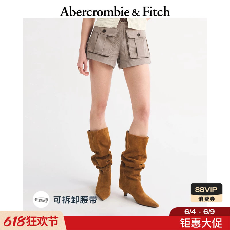 AF美式复古时尚可拆卸腰带高腰工装裤短裤26夏新款女装149-6441