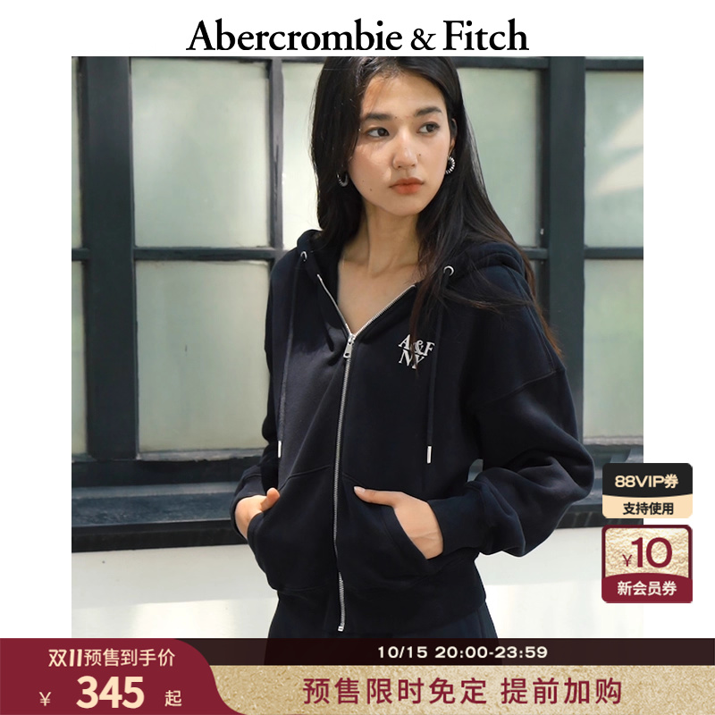 【先加购 15号预售】AF女装25秋冬抓绒LOGO拉链连帽卫衣152-5249
