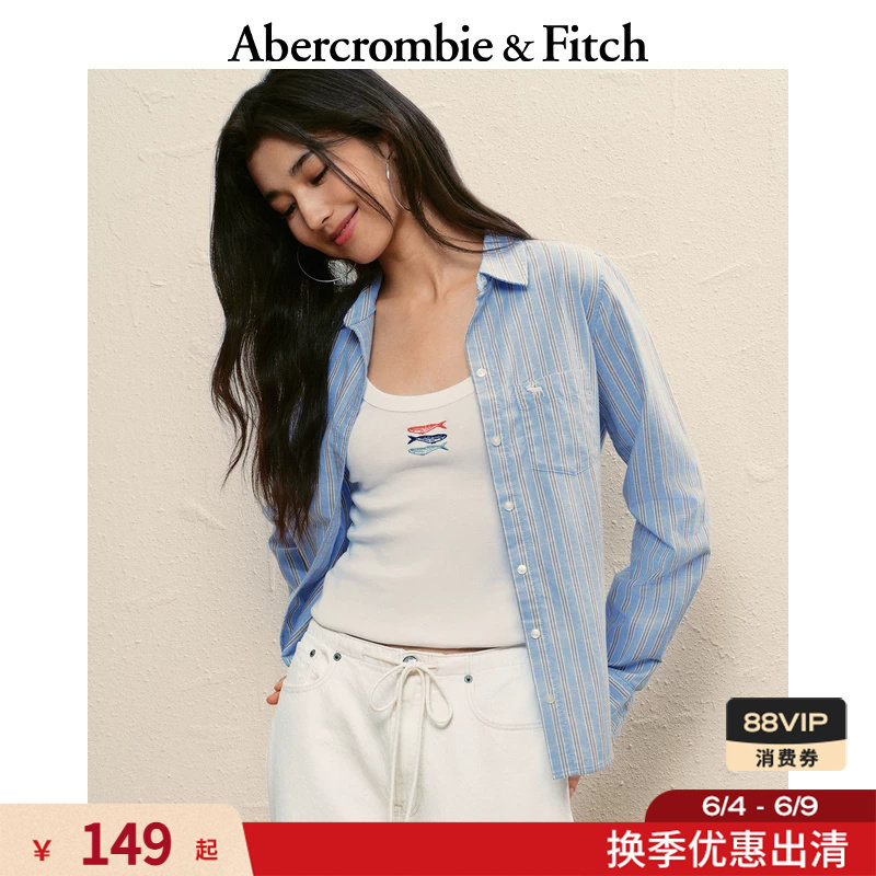 【美式经典】AF小麋鹿图案百搭牛津长袖衬衫25秋季女装140-5247