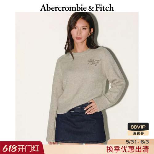 AF美式舒适慵懒风百搭LOGO罗纹长袖针织衫毛衣25秋冬女装150-5460