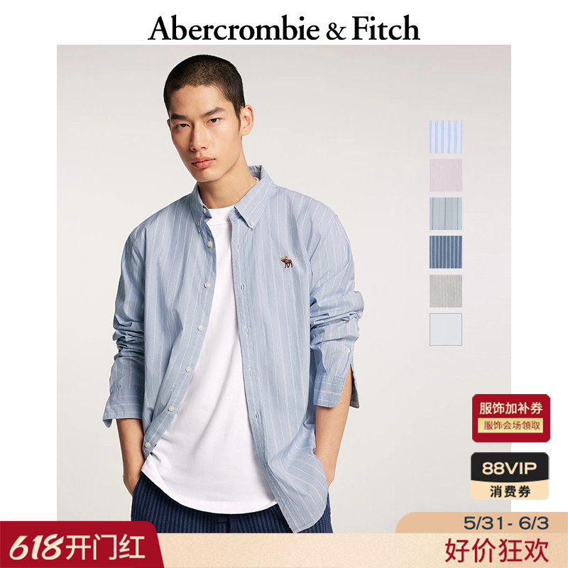 AF经典小麋鹿图案美式情侣府绸长袖衬衫26春夏男装女装125-6044