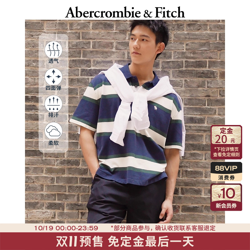【双11预售】AF小麋鹿图案男装25夏条纹POLO短袖T恤124-5299