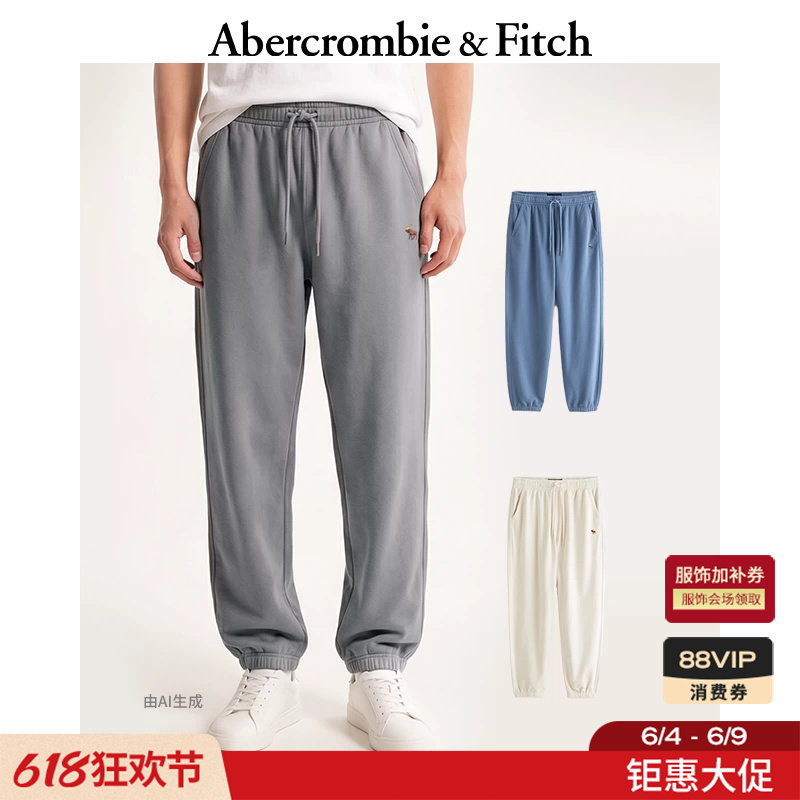 AF经典小麋鹿图案美式经典毛圈布束脚卫裤长裤26春男装134-6017
