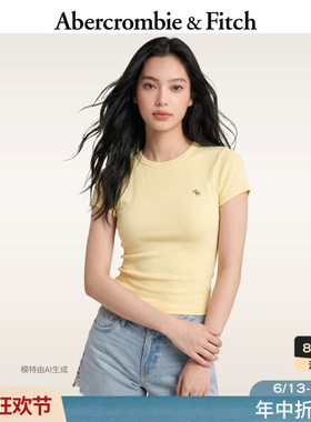 AF经典小麋鹿图案纯棉修身短袖T恤上衣26夏秋新款女装139-6645