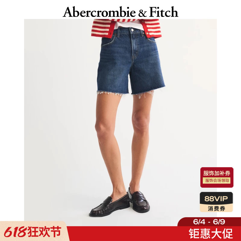 AF美式复古舒适高腰磨边宽松水洗牛仔裤短裤26春夏女装149-6216