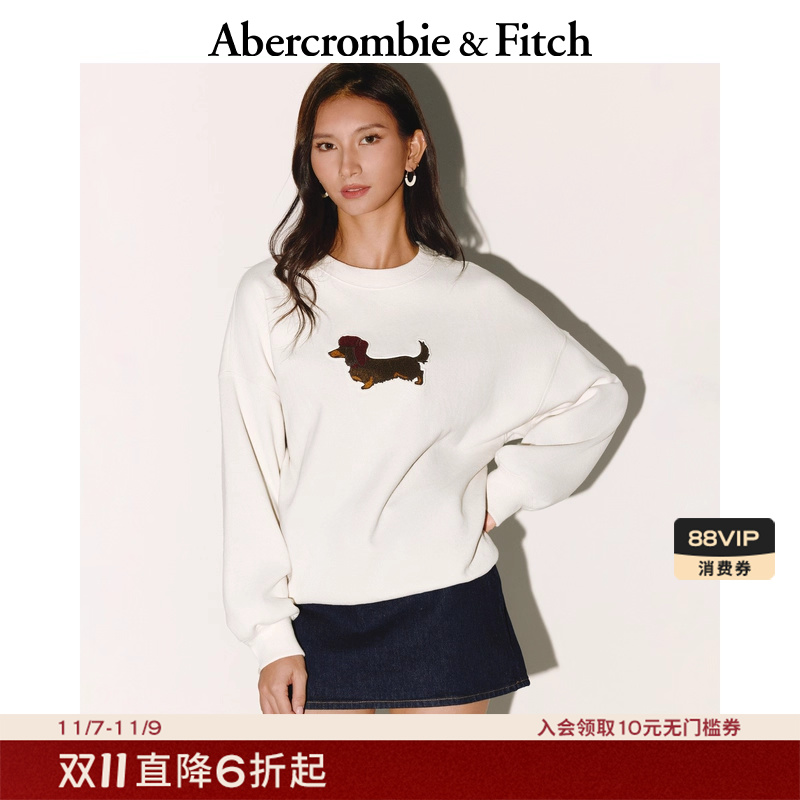 AF女装25秋冬新款美式百搭宽松创意图案圆领长袖套头卫衣152-5336