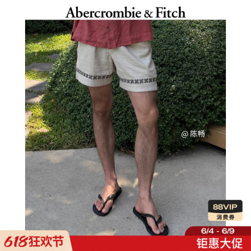 AF经典棉麻混纺五分裤短裤