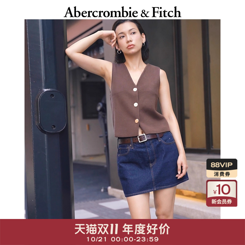 AF女装25秋新款美式辣妹度假风V领纽扣式针织马甲背心150-5298