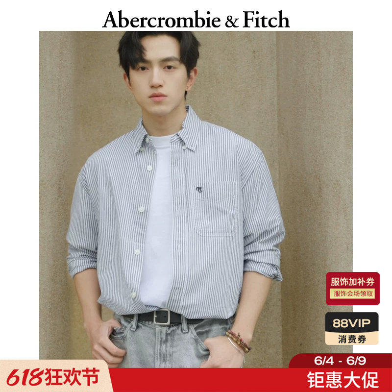 【经典复刻】AF美式LOGO棉质竖条纹长袖衬衫26夏男装125-6379