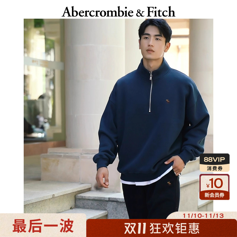 【半拉链立领】AF小麋鹿图案男装25秋冬新款美式卫衣外套122-5541