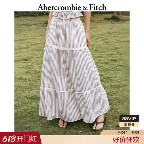 AF波西米亚风棉质蕾丝半身伞裙