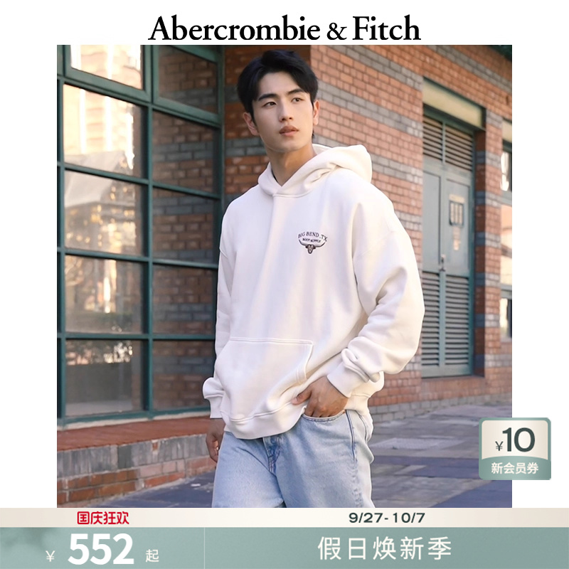 AF男装25秋冬新款美式图案宽松舒适套头连帽长袖卫衣122-5576