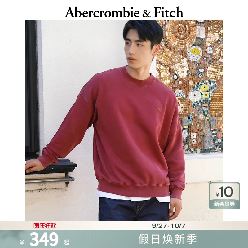 AF经典小麋鹿图案男装25秋冬新款抓绒宽松圆领套头卫衣122-5535