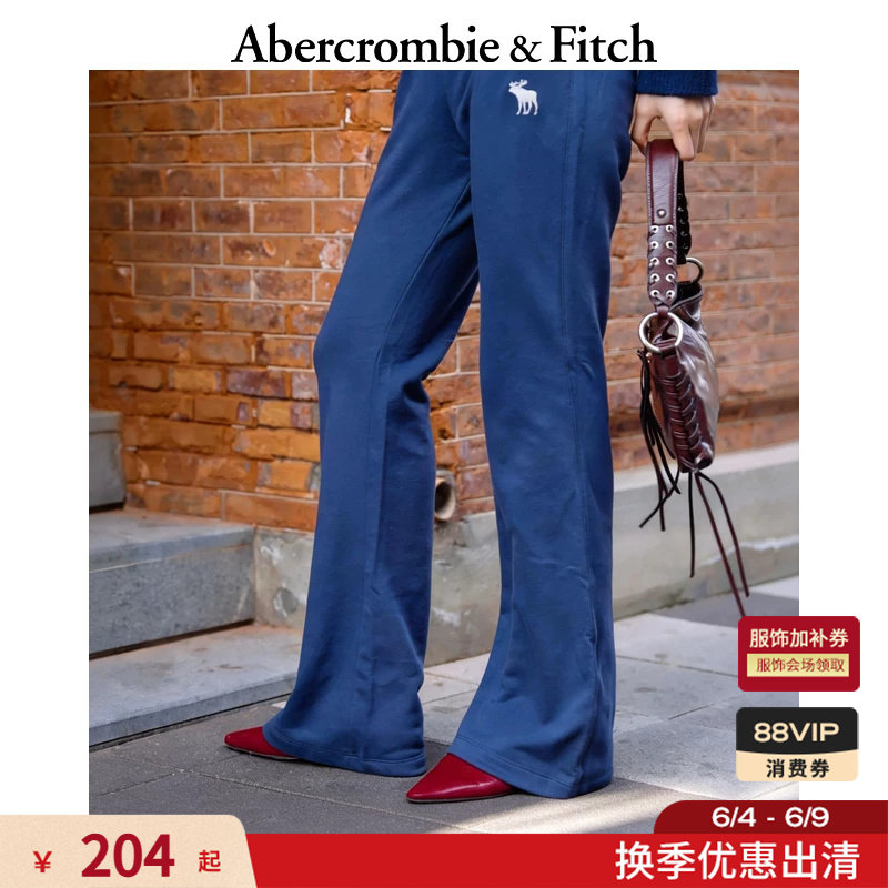 AF经典小麋鹿图案毛圈布高腰喇叭运动卫裤长裤26春女装147-6046