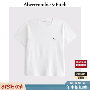 AF经典小麋鹿图案亚麻混纺黑色白色短袖T恤26夏新款男装124-6194