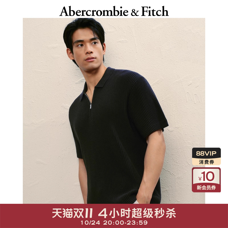 AF男装25秋季新款美式经典宽松半拉链短袖针织POLO衫120-5175