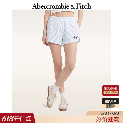 AF时尚LOGO条纹毛圈布热裤短裤