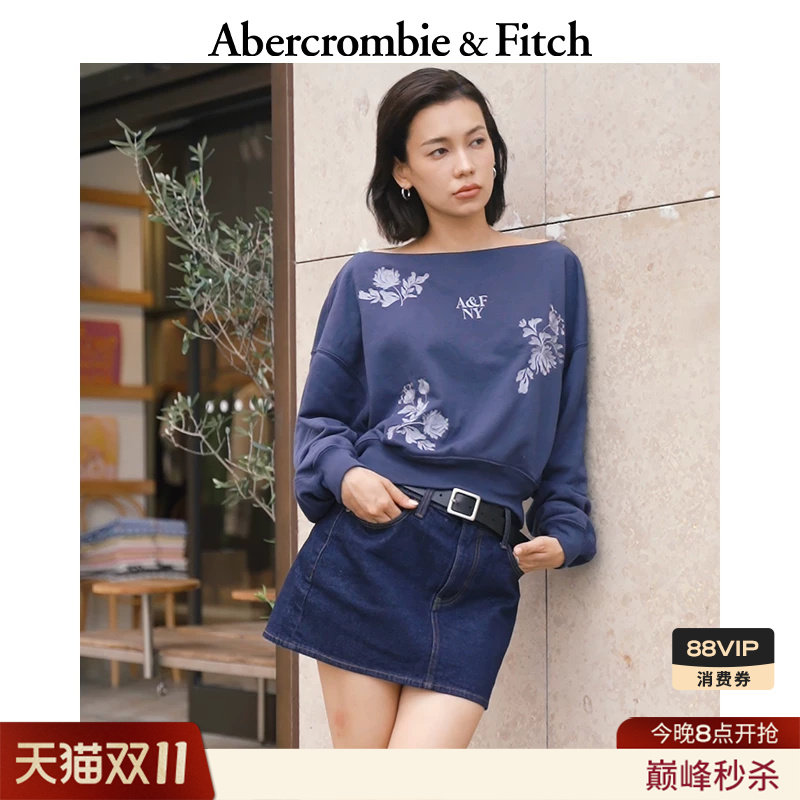 AF美式毛圈布舒适百搭潮流时尚图案露肩卫衣25秋冬女装152-5244