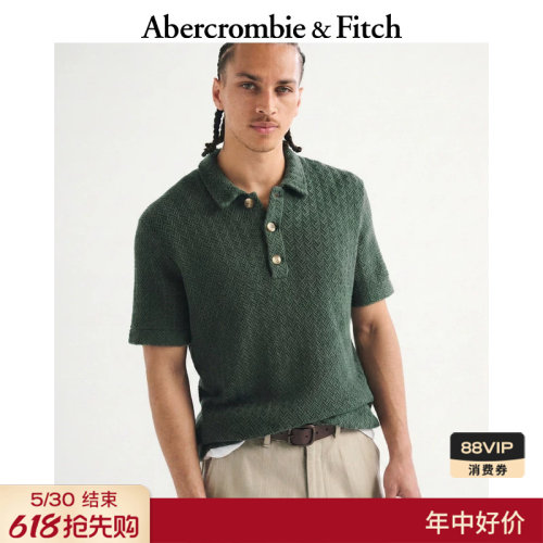 AF美式复古通勤棉质人字纹短袖针织衫POLO衫26春夏男装120-6081