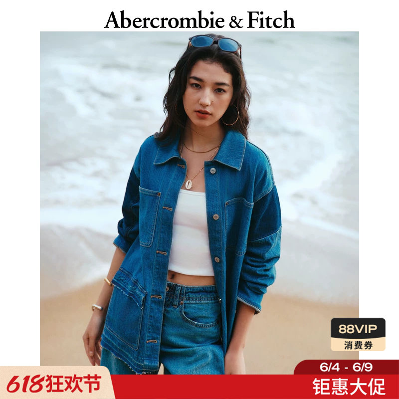 AF美式轻薄工装风亚麻牛仔混纺牛仔外套26春夏女装144-6242