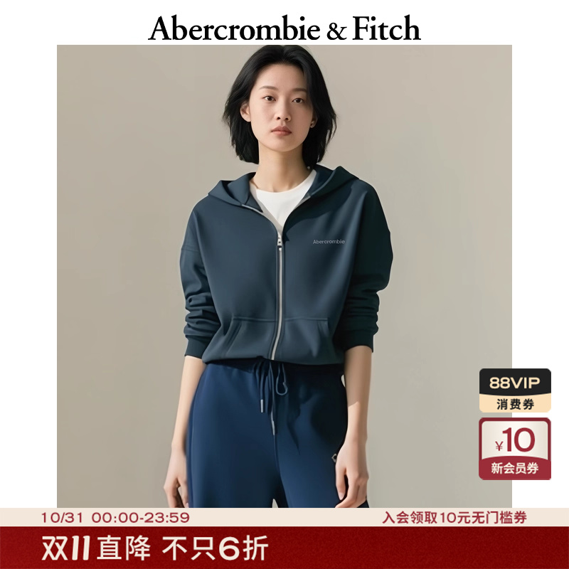 AF男装女装情侣装25秋冬新款LOGO宽松抓绒连帽拉链卫衣175-5420