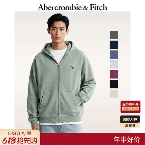AF美式小麋鹿图案连帽卫衣男装