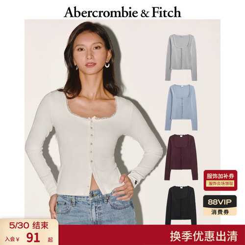 【方领罗纹T】AF小麋鹿图案内搭打底T恤25秋季女装139-5708