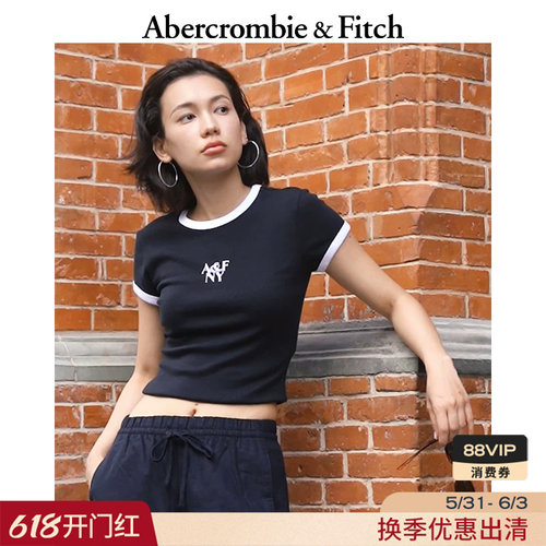 【LOGO撞色T】 AF美式棉质显瘦修身短袖T恤25秋季女装157-5366