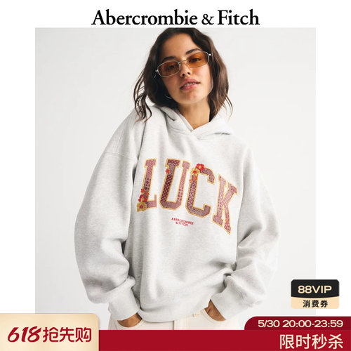 AF美式复古时尚百搭潮流百搭抓绒连帽卫衣上衣26春女装152-5441