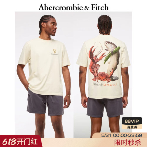 AF美式经典棉质舒适时尚图案短袖T恤上衣25秋季男装123-5036