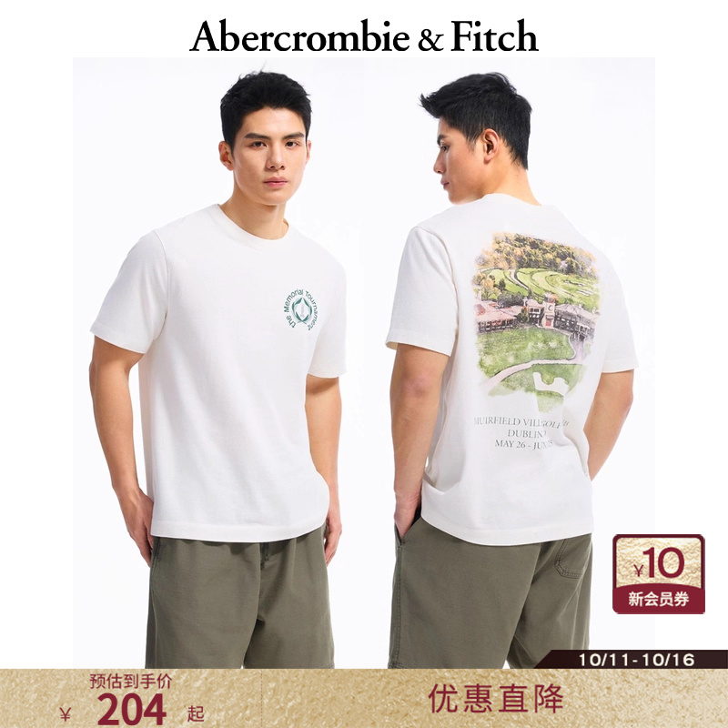 AF男装25夏新款美式复古印花图案宽松棉质圆领短袖T恤123-5050