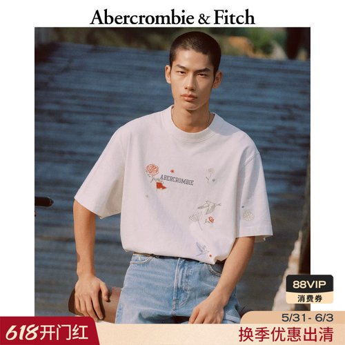 AF美式情侣重磅棉质LOGO创意图案短袖T恤上衣26春夏男装123-6047